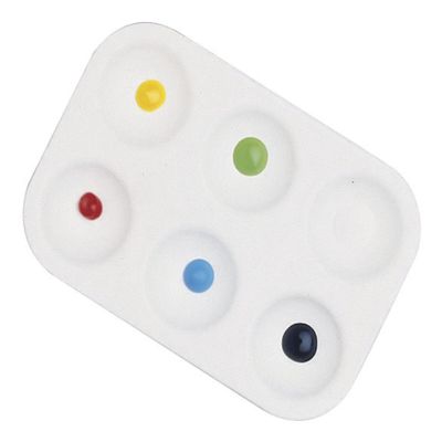 School Smart Paint-Rite Tray with 6 Wells, 3-1/2 x 5-1/4 Inches, White, Pack of 12