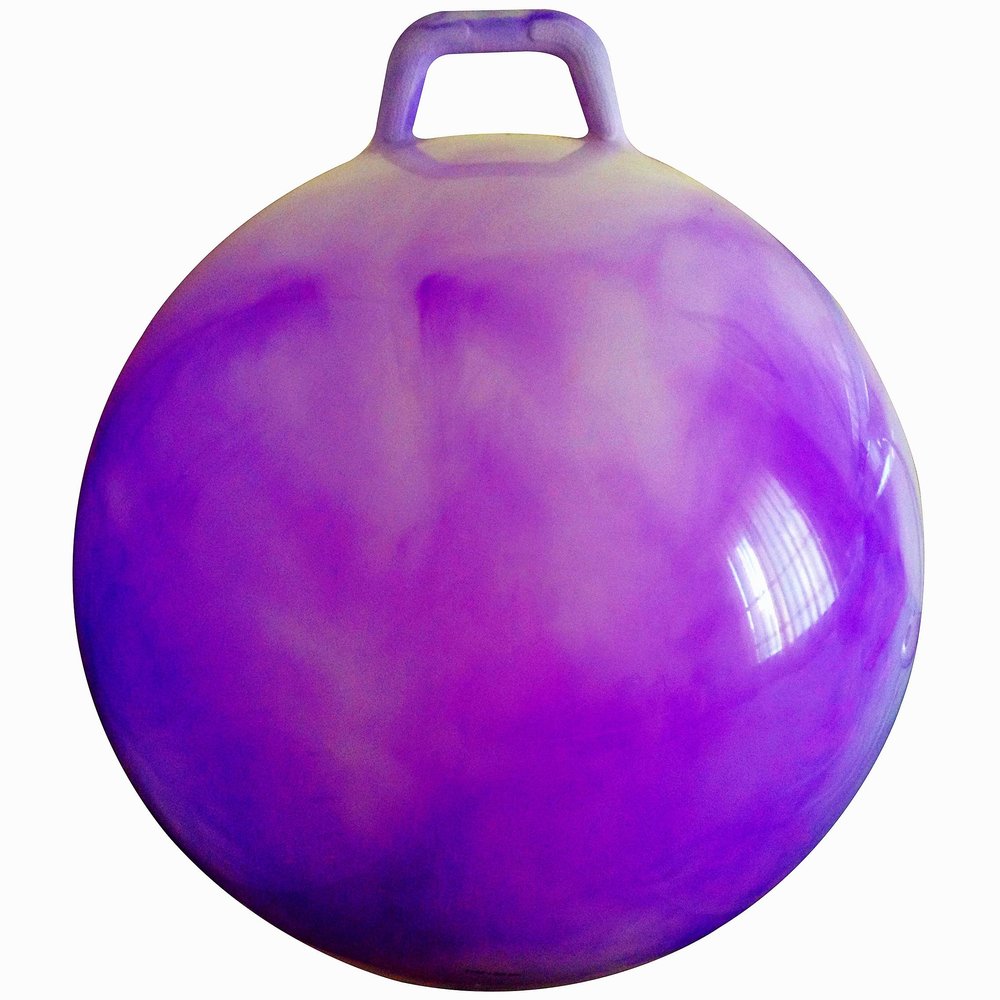 AppleRound Hippity Hoppity Hopball with Pump, Sit-on Bouncy Exercise Ball with Handle, 22 inch / 55 cm for Kids & Teens Ages 10-13, Cloud Colors (Purple)