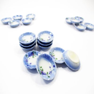 10x25mm Orchid Flower Paint Plate Dish Dollhouse Miniature Ceramic Supply 12971