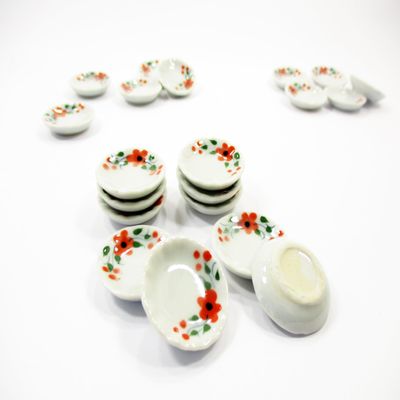 10x25mm Orange Flower Paint Plate Dish Dollhouse Miniature Ceramic Supply 12974