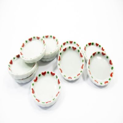 10x25mm Christmas Pan/Tray Plate Dollhouse Miniature Ceramic Food Supply 12990