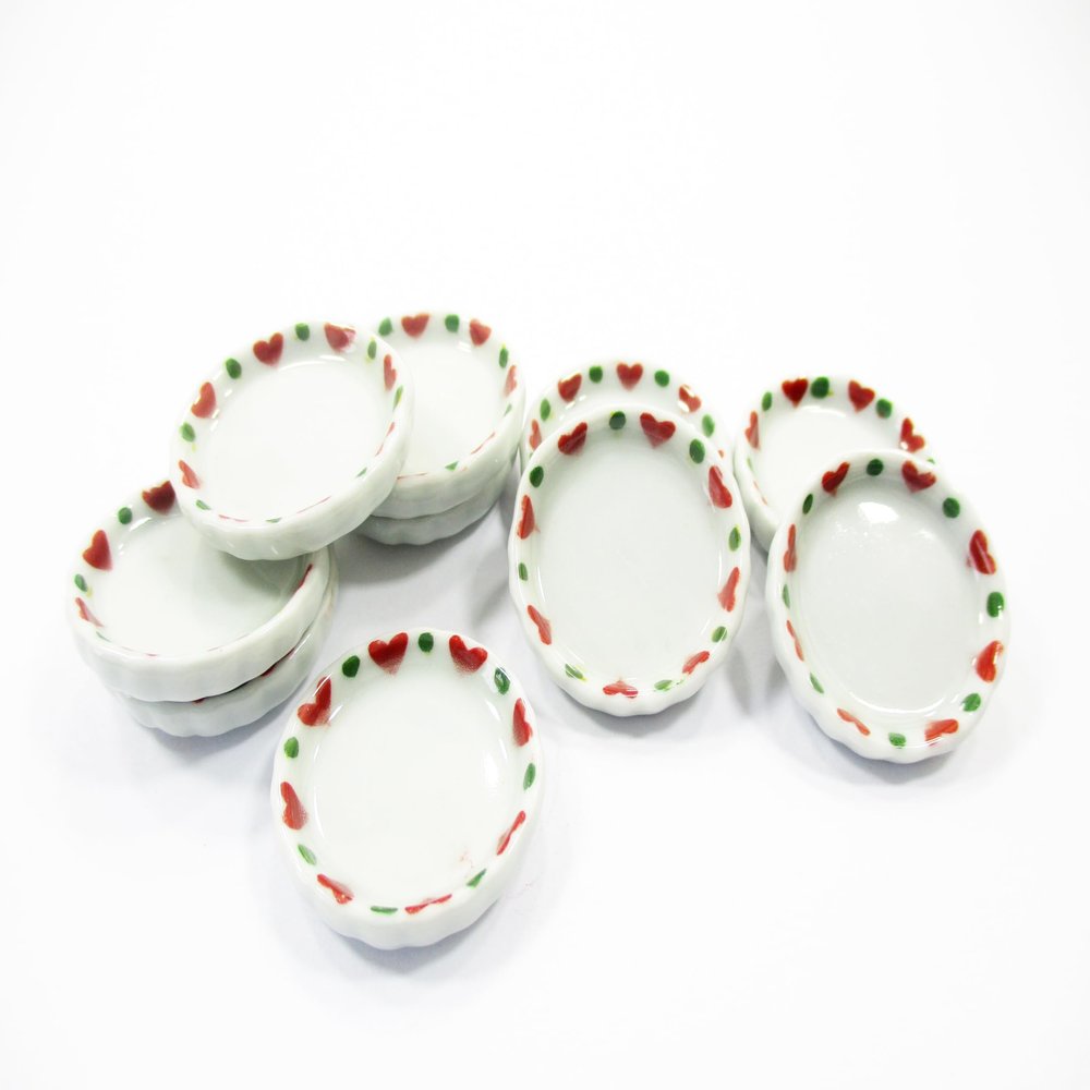 10x25mm Christmas Pan/Tray Plate Dollhouse Miniature Ceramic Food Supply 12990