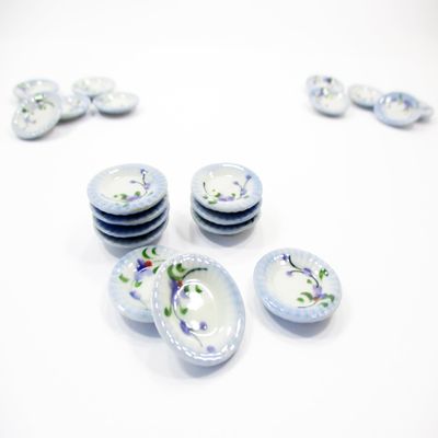 10x20mm Orchid Flower Paint Plate Dish Dollhouse Miniatures Ceramic 12956