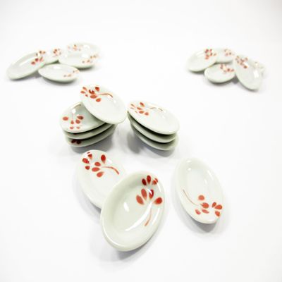 10x30mm Red Paint Oval Plate Dish Dollhouse Miniatures Ceramic Supply 12968