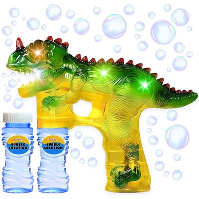 Haktoys Dinosaur Bubble Gun for Kids Automatic Bubble Machine Toy, Outdoor Bubble Maker Blower for Toddlers Boys Girls Backyard Play, 1 Pack