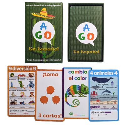 AGO En Espanol 2 Card Game for Learning Spanish (Deluxe Edition) Learn Spanish The Fun Way! - Boost Vocabulary & Grammar Skills - Learning for All Ages!