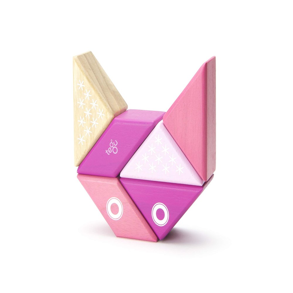 6 Piece Tegu Travel Pal Magnetic Wooden Block Set, Kitty