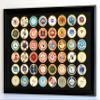 48 Casino Chip Coin Frame Display Case with Custom Colored Matting Insert (Black Wood Frame, Black/Gold Matting) view 1