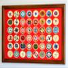 48 Casino Chip Coin Frame Display Case with Custom Colored Matting Insert (Walnut Wood Frame, Red/Gold Matting) view 1