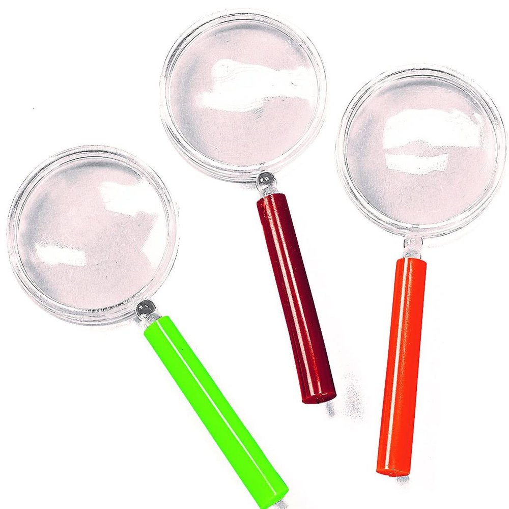 Fun Express Magnifying Glasses for Kids - VBS Vacation Bible School Supplies/Dcor - Bulk Set of 12 - STEM Classroom Supplies and Mystery Party Favors