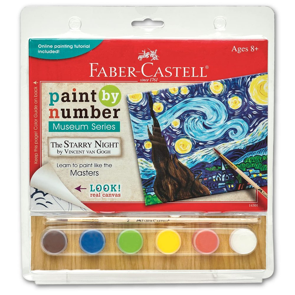 Faber-Castell Paint by Number Museum Series - Vincent Van Gogh, The Starry Night - Paint by Numbers for Adult Beginners & Young Artists (Packaging May Vary)