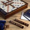 WS Game Company Scrabble Deluxe Edition Board Game Featuring a Rotating Wooden Game Cabinet with Built-in Storage and Raised Letter Tile Grid  Board Games for 2-4 Players (Ages 8+) view 4