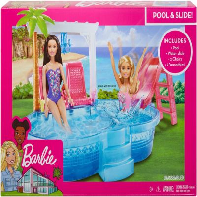 Barbie Glam Pool and Slide with Chairs, Chandelier and Smoothies