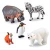 Learning Resources Jumbo Zoo Animals, Monkey, Penguin, Zebra, Polar Bear, and Hippo, Classroom Desk Pets, 5 Animals, Ages 2+ view 1