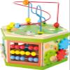 Small Foot Wooden Toys Safari Theme 12" Activity Cube Center 7-Sided Designed for Motor Skills Training Designed for Children 12+ Months, Multi view 3