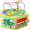 Small Foot Wooden Toys Safari Theme 12" Activity Cube Center 7-Sided Designed for Motor Skills Training Designed for Children 12+ Months, Multi view 4