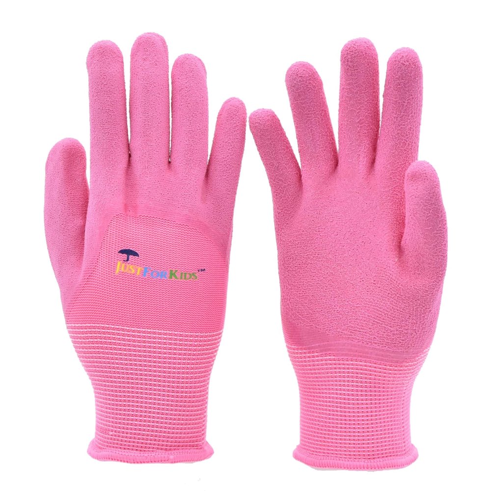 G & F Products 2040-2P JustForKids Premium MicroFoam Texture Coated Kids Garden Gloves, Kids Work Gloves, Pink, 1 Pair