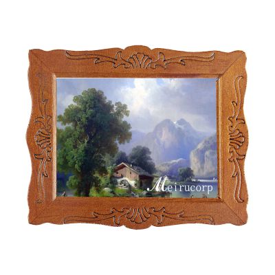 1/12 Fine Scale Miniature Print of Mountain with Wood Framed for Dollhouse Decoration