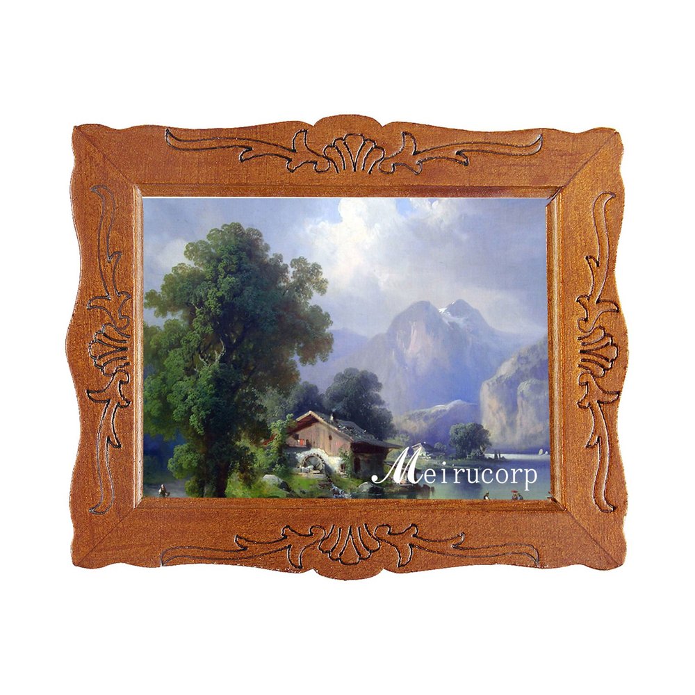 1/12 Fine Scale Miniature Print of Mountain with Wood Framed for Dollhouse Decoration