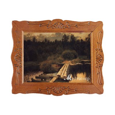 1/12 Fine Scale Miniature Print of Evening River Scenery Picture with Wood Framed for Home Dcor
