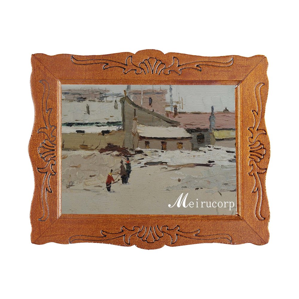 1/12 Fine Scale Miniature Print of Abstract Painting with Wood Framed for Home Dcor