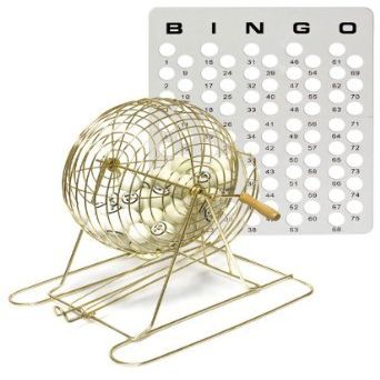 Bingo Set - Large Brass Cage, Balls and Masterboard