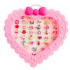 Elesa Miracle 36pcs Children Kids Little Girl Adjustable Jewelry Rings in Box, Girl Pretend Play and Dress Up Rings with Heart Shape Display Case view 1