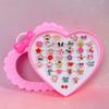Elesa Miracle 36pcs Children Kids Little Girl Adjustable Jewelry Rings in Box, Girl Pretend Play and Dress Up Rings with Heart Shape Display Case view 3