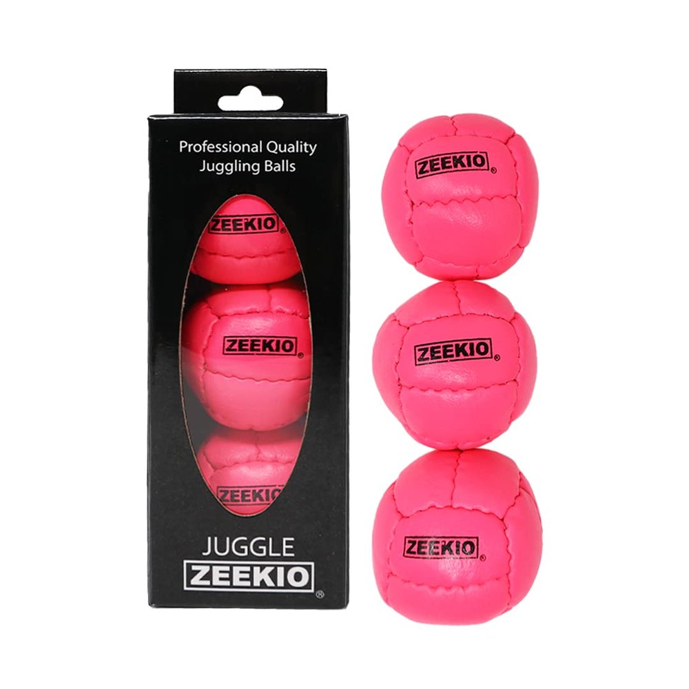 Zeekio - Galaxy Juggling Ball - Professional Grade - Suitable for All Levels & Ages - Premium 12 Panel Genuine Leather Ball Durable - 130 Grams 67mm - Set of 3 - Pink