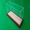 16 x 7 1/2 x 6 Inch Table Top Clear Acrylic Display Case with Walnut Color Wooden Base view 1