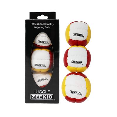 Zeekio Galaxy Juggling Balls - Premium 12 Panel Genuine Leather Balls - 130g - 67mm - Pack of 3 (Red/White/Yellow)