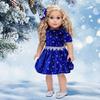 18 inch Doll Clothes - Midnight Blue - 3 Piece Outfit - Dark Blue Sparkling Holiday Dress with Matching Silver Shoes and Headpiece - Clothes Fits American 18 Inch Doll (Doll Not Included) view 2