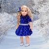 18 inch Doll Clothes - Midnight Blue - 3 Piece Outfit - Dark Blue Sparkling Holiday Dress with Matching Silver Shoes and Headpiece - Clothes Fits American 18 Inch Doll (Doll Not Included) view 3