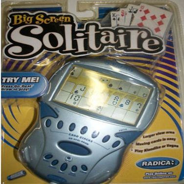 Radica Big Screen Solitaire Electronic Handheld Game, Unisex, Teen, Young Adult, Includes Game Unit, 3 AAA Batteries