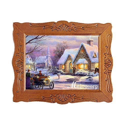 1:12 Fine Scale Miniature Print of Snow&House with Wood Framed for Home Dcor