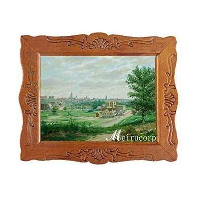 1:12 Fine Scale Miniature Houses&Trees in Picture with Wood Frame for Home Dcor