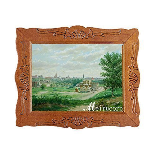 1:12 Fine Scale Miniature Houses&Trees in Picture with Wood Frame for Home Dcor