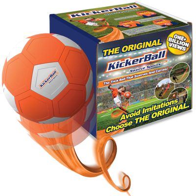 Kickerball - Curve and Swerve Soccer Ball/Football Toy - Kick Like The Pros, Great Gift for Boys and Girls - Perfect for Outdoor & Indoor Match or Game, Bring The World Cup to Your Backyard, Orange