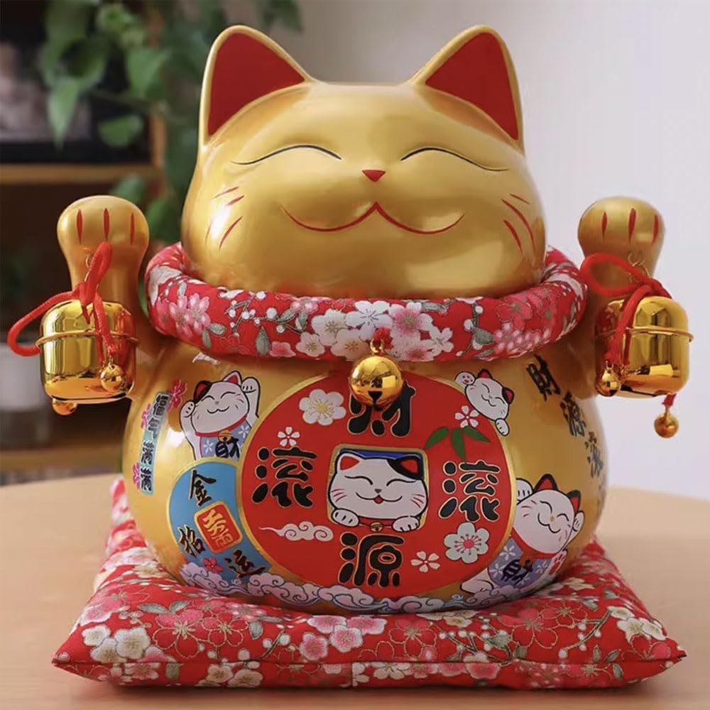 6" Maneki Neko Japanese Porcelain Lucky Cat Money Box Piggy Bank Lucky Blessing #C