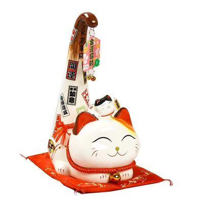 7" Maneki Neko Japanese Porcelain Lucky Cat Money Box Piggy Bank Lucky Blessing #B