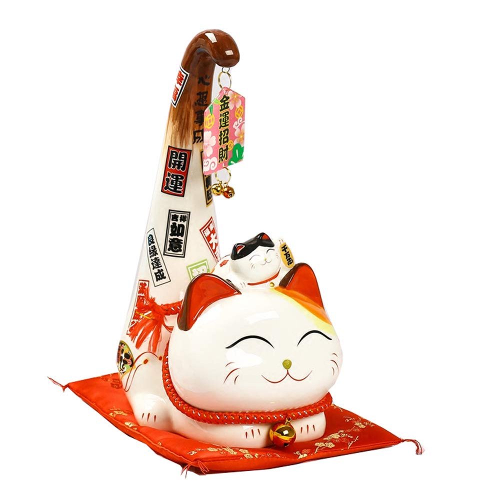 7" Maneki Neko Japanese Porcelain Lucky Cat Money Box Piggy Bank Lucky Blessing #B