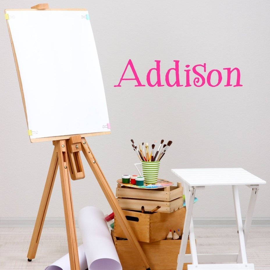 Fancy Unique Single Personalized Custom Name Vinyl Wall Art Decal Sticker 28" W, Girl Name Decal, Girls Name, Nursery Name, Girls Name Decor, Girls Bedroom Decor, Plus Free 12" White Hello Door Decal