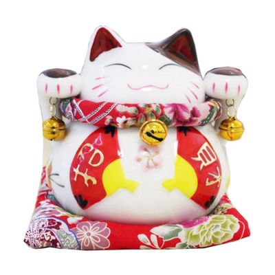 6" Maneki Neko Japanese Porcelain Lucky Cat Money Box Piggy Bank Lucky Blessing #D