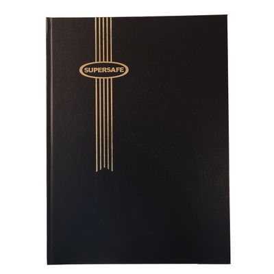 Supersafe Stamp Album Stockbook with 16 White Pages and Glassine Interleaves Black Cover W 4/8