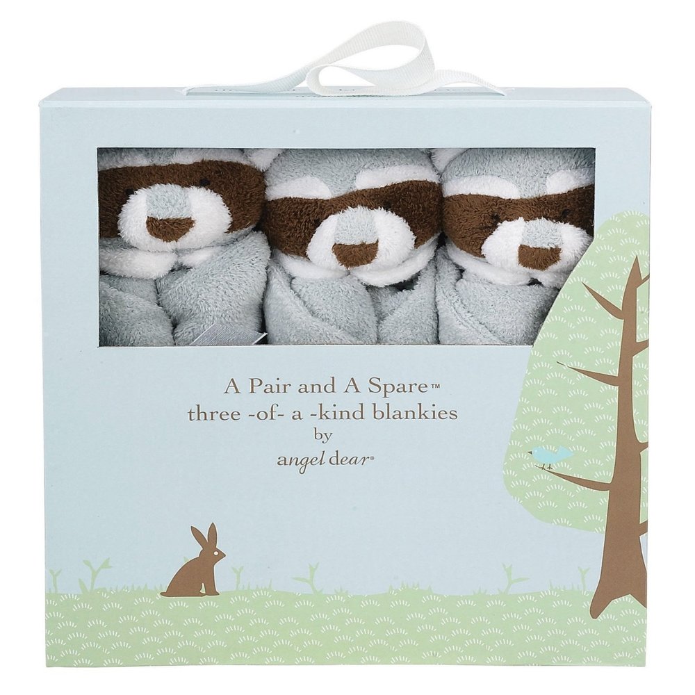 Angel Dear - Grey Raccoon, Pair and A Spare Blankie Set