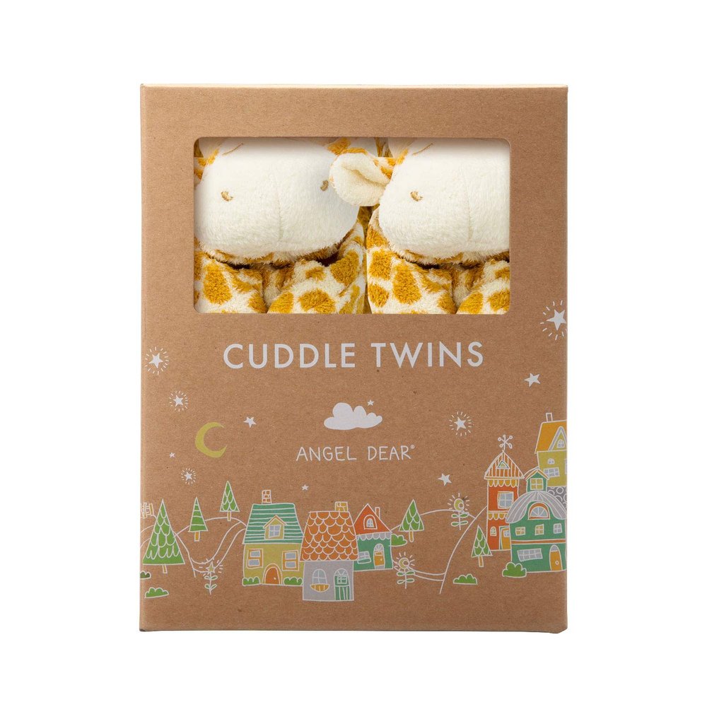 Angel Dear - Brown Giraffe, Cuddle Twins Blankie Set, 2 Count (Pack of 1)