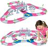 168 PCS Pink Magic Bendable Race Track Toy, Snap Together Create a Road Flexible Track Car Set for Toddlers, Kids, Boys, and Girls view 1