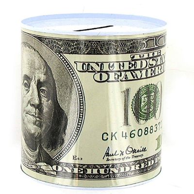 100 Dollar Bill Tin Money Bank