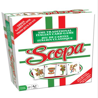 Imagination Outset Media Scopa Card Game (Bilingual English/French), Full Size, 3 Games in 1, Classic Italian Family Strategy, Easy to Learn, Ages 8+, 26 Players