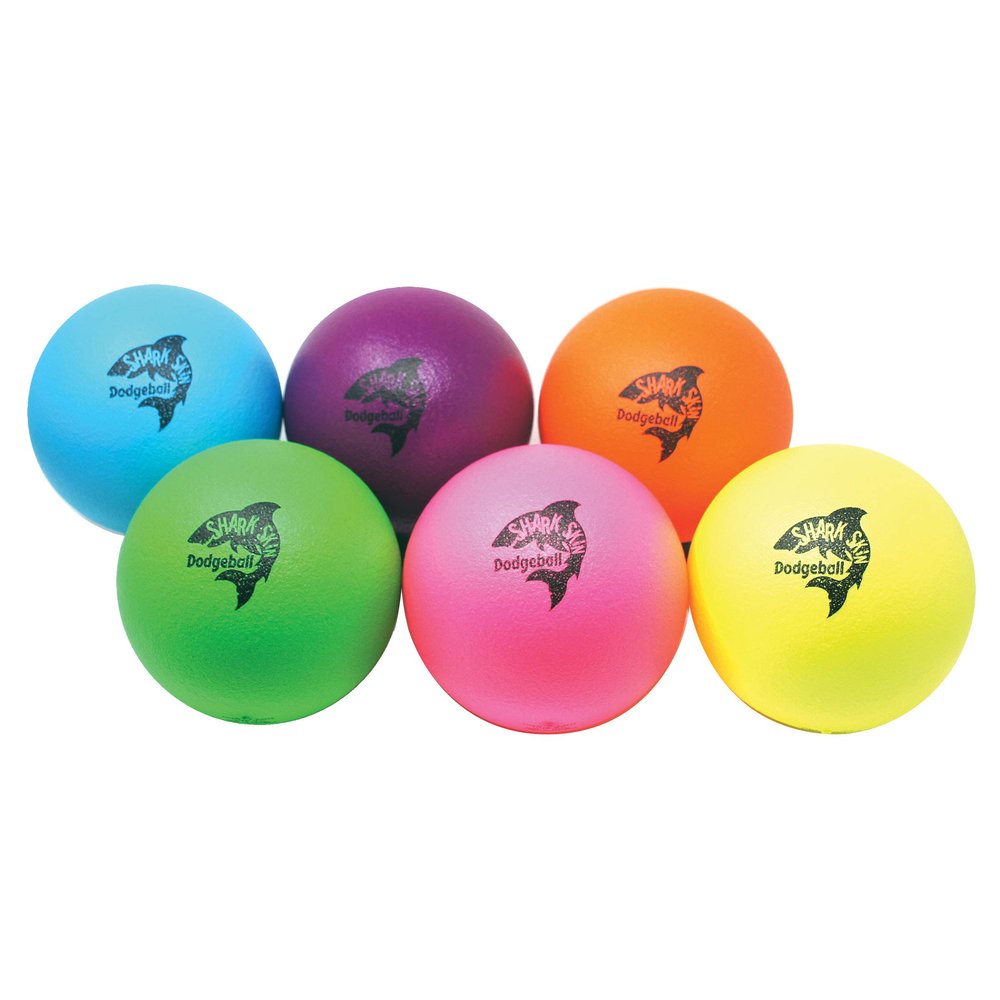 Great Lakes Sports Set of 6 Neon Shark Skin Foam Dodgeballs with Updated Logo